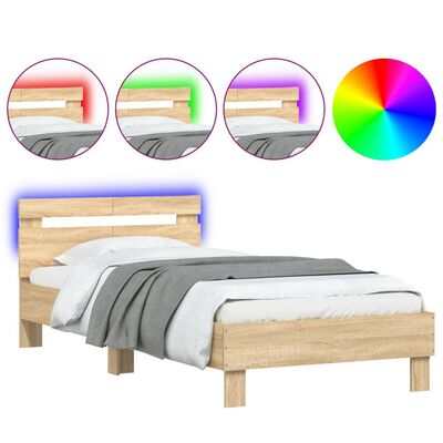 vidaXL Bed Frame without Mattress with LED Lights Sonoma Oak 100x200 cm