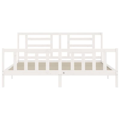 vidaXL Bed Frame without Mattress White Super King Size Solid Wood Pine