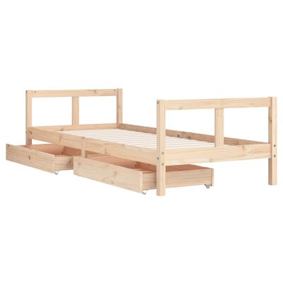 vidaXL Kids Bed Frame with Drawers 80x200 cm Solid Wood Pine