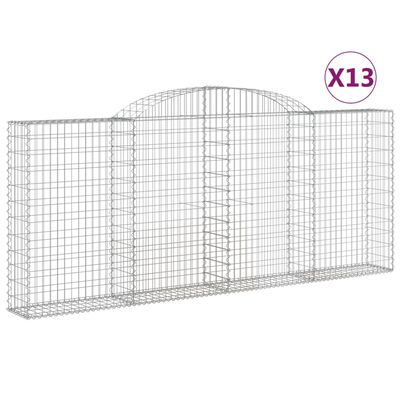 vidaXL Arched Gabion Baskets 13 pcs 300x30x120/140 cm Galvanised Iron