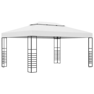 vidaXL Gazebo with LED String Lights 4x3x2.7 m White