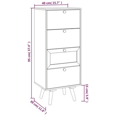 vidaXL Highboard with Drawers 40x30x95 cm Engineered Wood