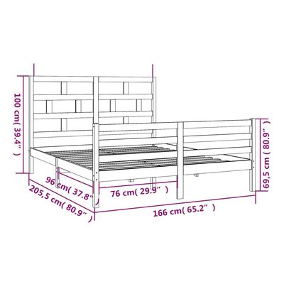 vidaXL Bed Frame without Mattress Solid Wood 160x200 cm (810440+814204)