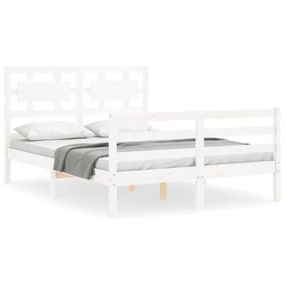 vidaXL Bed Frame without Mattress White Double Solid Wood