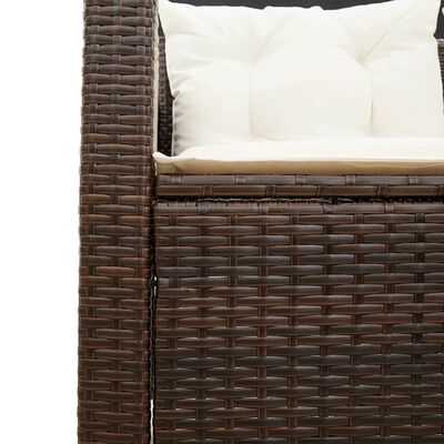 vidaXL Garden Sofa with Table and Cushions L-Shaped Brown Poly Rattan