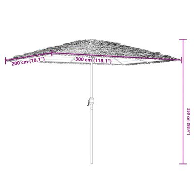 vidaXL Garden Parasol with Steel Pole Brown 300x200x250 cm