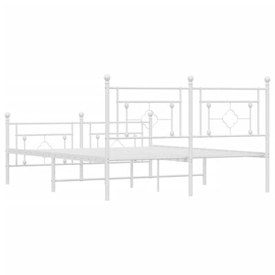 vidaXL Metal Bed Frame without Mattress with Footboard White 150x200 cm King Size