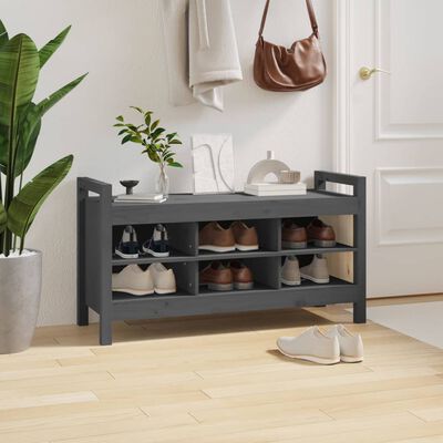 vidaXL Hall Bench Grey 110x40x60 cm Solid Wood Pine