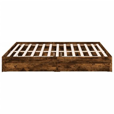 vidaXL Bed Frame with Drawers without Mattress Smoked Oak 180x200 cm Super King