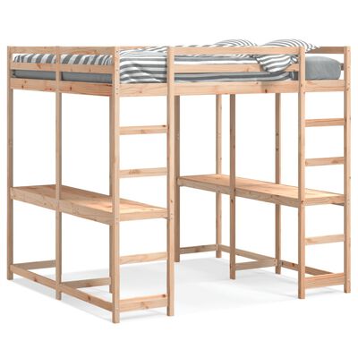 vidaXL Loft Bed with Desk and Ladder 140x200 cm Solid Wood Pine