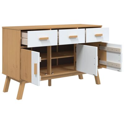 vidaXL Sideboard OLDEN White and Brown 114x43x73.5 cm Solid Wood Pine