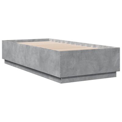 vidaXL Bed Frame with LED Lights Concrete Grey 100x200 cm Engineered Wood
