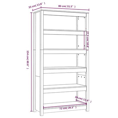 vidaXL Book Cabinet Grey 80x35x154 cm Solid Wood Pine