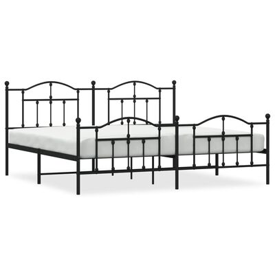 vidaXL Metal Bed Frame without Mattress with Footboard Black 200x200 cm