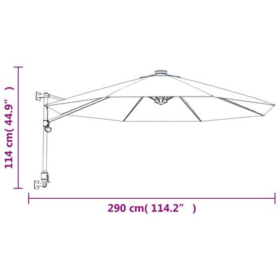 vidaXL Wall-mounted Parasol Yellow 290 cm