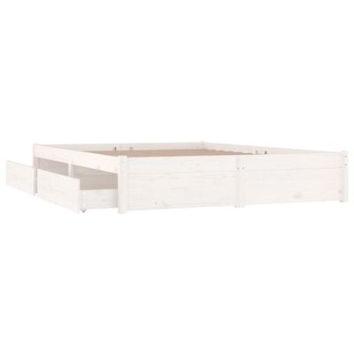 vidaXL Bed Frame without Mattress with Drawers White Super King