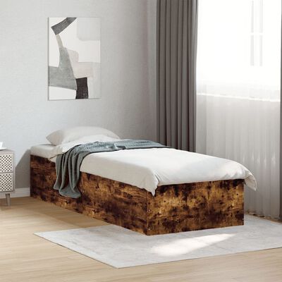 vidaXL Bed Frame without Mattress Smoked Oak 100x200 cm