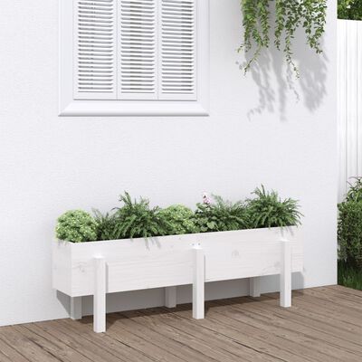 vidaXL Garden Raised Bed White 121x30x38 cm Solid Wood Pine