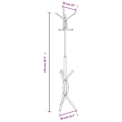 vidaXL Coat Stand Black 176 cm Powder-coated Iron