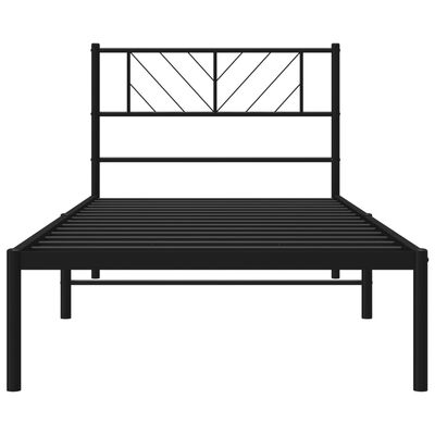 vidaXL Metal Bed Frame without Mattress with Headboard Black 100x190 cm