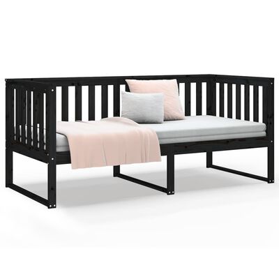 vidaXL Day Bed without Mattress Black 90x190 cm Single Solid Wood Pine