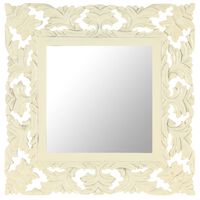 vidaXL Hand Carved Mirror White 50x50 cm Solid Mango Wood