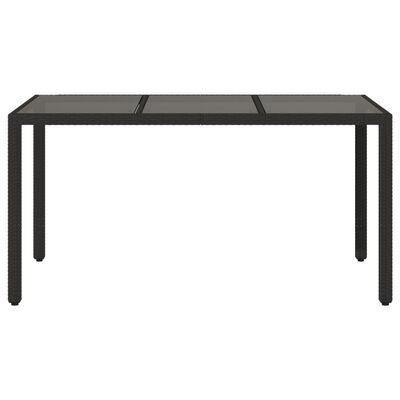 vidaXL Garden Table with Glass Top Black 150x90x75 cm Poly Rattan