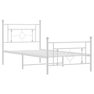 vidaXL Metal Bed Frame without Mattress with Footboard White 100x200 cm