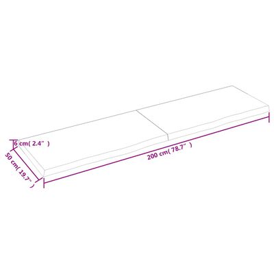 vidaXL Bathroom Countertop 200x50x(2-6) cm Untreated Solid Wood