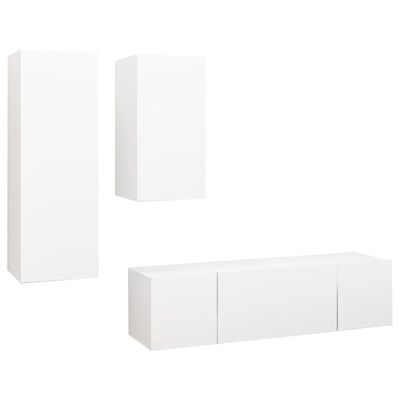 vidaXL 4 Piece TV Cabinet Set White Engineered Wood