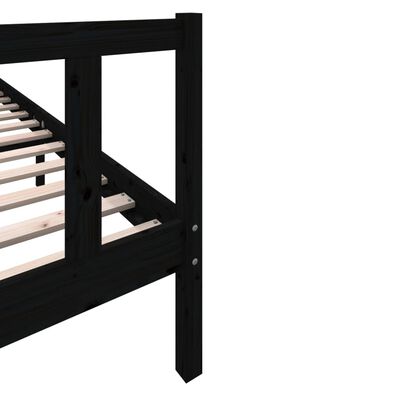 vidaXL Bed Frame without Mattress Black Solid Wood 200x200 cm (810106+814218)