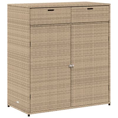 vidaXL Garden Storage Cabinet Beige 105x55x113 cm Poly Rattan