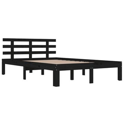 vidaXL Bed Frame without Mattress Black Solid Wood 200x200 cm