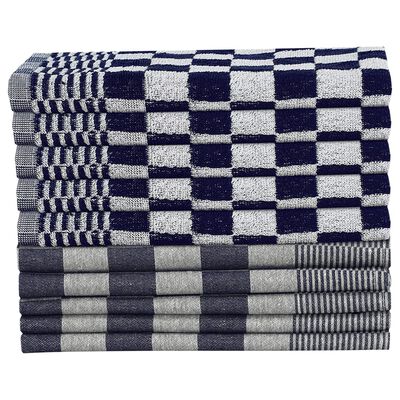 vidaXL 10 Piece Towel Set Blue and White Cotton