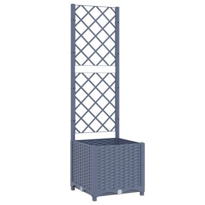 vidaXL Garden Planter with Trellis Dark Grey 40x40x136 cm PP