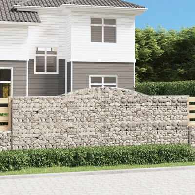 vidaXL Arched Gabion Baskets 2 pcs 400x50x140/160 cm Galvanised Iron