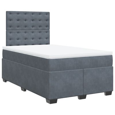 vidaXL Box Spring Bed with Mattress Dark Grey 120x200 cm Velvet