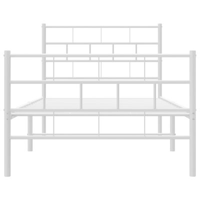 vidaXL Metal Bed Frame without Mattress with Footboard White 100x190 cm