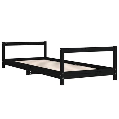 vidaXL Kids Bed Frame Black 80x200 cm Solid Wood Pine