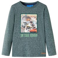 Kids' T-shirt with Long Sleeves Dark Green Melange 92