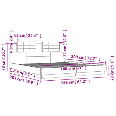 vidaXL Bed Frame without Mattress Smoked Oak 160x200 cm