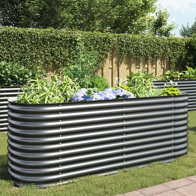 vidaXL Garden Raised Bed 240x80x81 cm Galvanised Steel Grey