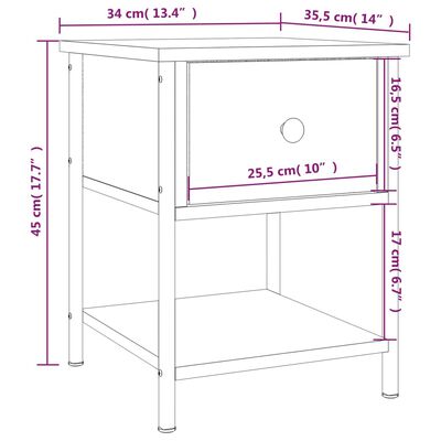 vidaXL Bedside Tables 2 pcs Brown Oak 34x35.5x45 cm Engineered Wood