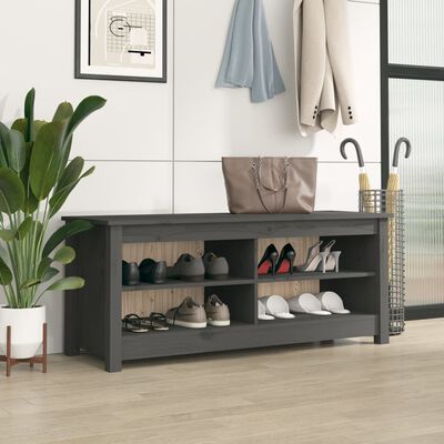 vidaXL Shoe Bench Grey 110x38x45.5 cm Solid Wood Pine