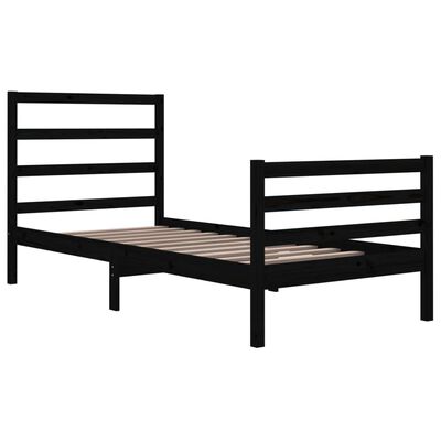 vidaXL Bed Frame without Mattress Black Solid Wood Pine 90x200 cm