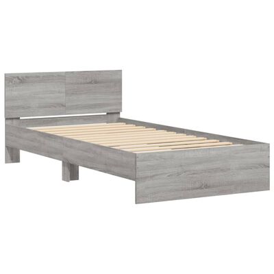 vidaXL Bed Frame without Mattress with LED Lights Grey Sonoma 100x200 cm