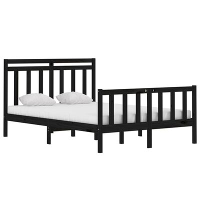 vidaXL Bed Frame without Mattress Black 135x190 cm Double Solid Wood