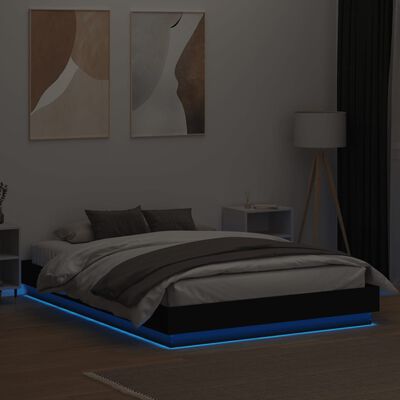 vidaXL Bed Frame with LED without Mattress Black 140x200 cm