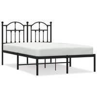 vidaXL Metal Bed Frame without Mattress with Headboard Black 120x190 cm Small Double