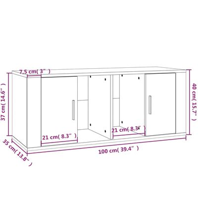 vidaXL TV Cabinet Grey Sonoma 100x35x40 cm Engineered Wood